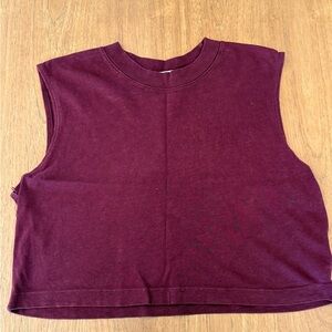 Cotton Citizen Rich Burgundy Sleeveless Crop Top